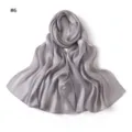 Solid color grey satin long scarf, soft shiny draping shawl for women summer style. - Style #6