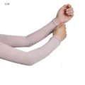 Detailed view of the pink modal arm sleeves, showing soft fabric texture and elasticity. - Globe Bead