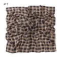 Retro plaid print chiffon square scarf, lightweight sun protection neckerchief for stylish women. - #7