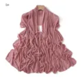 Pink mesh rhinestone scarf breathable lightweight draped shawl for women summer stylish neckwear - 9#