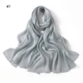 Solid color shiny satin long scarf soft draping women summer shawl fashion elegant head wrap - #7