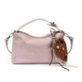 Borsa a tracolla in pelle intrecciata da donna, borsa vintage viola con ciondolo a cuore. - con portachiavi / Viola