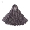 Grey mercerized cotton long scarf with sparkling rhinestone clover lines for elegant daily wear. - Gray