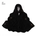 Black modal cotton long hijab scarf with stunning golden rhinestone cross details. - Black (#1)