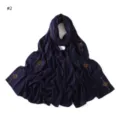Solid color mercerized cotton jersey long scarf with gold rhinestone cross details for women. - Pattern #2