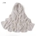 Elegant floral chiffon scarf for women, lightweight draped long scarf with chic stripe design. - 270#