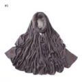 Solid color grey long hijab scarf with gold rhinestone cross detail, soft and stretchy. - Polka Dot (#3)