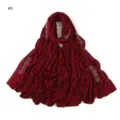 Burgundy mercerized cotton jersey hijab scarf featuring sparkling rhinestone floral line trim for women. - Burgundy