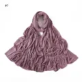 Mercerized cotton solid color jersey long scarf with rhinestone clover pattern detail view. - Solid Color
