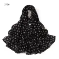Black polka dot chiffon scarf for women, lightweight long draped floral scarf for daily wear. - 272#