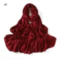 Burgundy satin jacquard long scarf, soft imitation silk neckerchief, elegant drape shawl for women. - Pattern #2