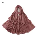 Solid color rhinestone mercerized cotton jersey long scarf hijab with golden cross flower side details - Style #6