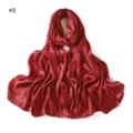 Red satin jacquard leaf pattern long scarf detail view, soft breathable fabric. - Polka Dot (#3)