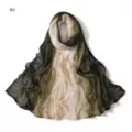 Gradient crinkle scarf detail, lightweight breathable fabric, soft pleated texture for women. - Style #2