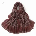 Detailed view of the vintage pleated leopard print scarf, showing fine texture and soft fabric. - Pattern #1