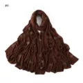 Brown mercerized cotton hijab scarf with rhinestone clover pattern for women daily wear - Brown