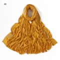 Yellow solid mercerized cotton hijab scarf with rhinestone flower details, soft and breathable. - Yellow