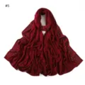 Burgundy rhinestone jersey hijab scarf for women, breathable cotton long wrap with crystals. - Geometric #5