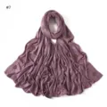 Solid color mercerized cotton long scarf with golden hot-fix rhinestones and elegant drape design. - #7