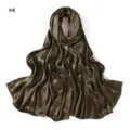 Olive green satin jacquard long scarf silk-imitation soft draping shawl detail view - Polka Dot (#4)