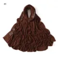 Brown cotton jersey hijab scarf with rhinestone flower detailing, soft & breathable. - Dark Brown