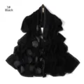 Black chiffon rhinestone long scarf shawl with sparkling spiral rose patterns and elegant draped design. - 1# Black