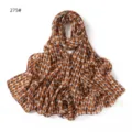 Chic brown and white patterned long chiffon scarf, lightweight and breathable accessory. - 275#