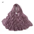 Plain stretch mercerized cotton hijab with side rhinestone star dots, soft long scarf for women - Size 7
