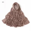 Solid mercerized cotton jersey hijab scarf with elegant rhinestone flower lines, soft, breathable. - Camel