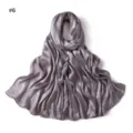 Solid color leaf satin jacquard long scarf soft imitation silk hijab shawl for women #6 - Style #6