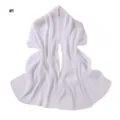 Detailed view of the elegant solid white pleated chiffon scarf with subtle metallic shimmer. - Pattern #1