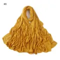 Solid color elastic mercerized cotton long hijab scarf with side white rhinestones breathable. - Style #8