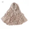 Solid mercerized cotton hijab with rhinestone floral details, soft and breathable. - Beige