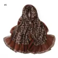 Detailed view of the pleated leopard print long scarf, showing soft texture and unique folds. - Geometric #5