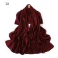 Burgundy glossy chiffon scarf detail, showing smooth texture and pearlescent luster. - 1# Wine Red