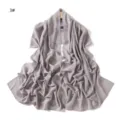 High quality grey chiffon long scarf for women with rhinestone details, versatile daily wear. - 3#