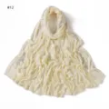 Light yellow rhinestone embellished cotton jersey scarf detail, soft and elegant shawl. - Light Beige