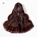 Detailed close-up view of the stylish pleated leopard print long scarf showing soft texture and fine folds. - Style #6