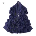 Dark blue chiffon rhinestone long scarf shawl elegant draped hijab women wrap accessory - 4#