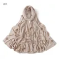 Beige long cotton hijab scarf with gold rhinestone details elegant Islamic head cover - Style #11