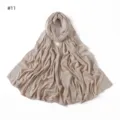 Solid Color Jersey Scarf Rhinestone Trimmed Stretchy Long Hijab Soft and Breathable - Style #11