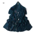 Elegant dark teal chiffon long scarf with sparkling rhinestone embellishments for women. - 5#