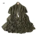 Elegant olive green chiffon long scarf shawl with sparkling rhinestone circular patterns for women. - 6#