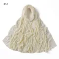 Solid color mercerized cotton jersey long scarf with side rhinestones and breathable design. - Style 12