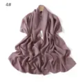 Shimmering pearl chiffon long scarf detail, elegant solid color women shawl and wrap piece. - Hazy Gray Pink
