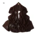 Detail view of the brown chiffon scarf showing rhinestone rose patterns and drape fabric quality. - 7#