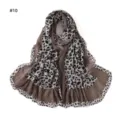Detailed view of women pleated leopard print long scarf, soft breathable fabric texture. - Style #10