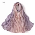 Detailed view of the gradient crinkled long scarf, soft breathable fabric with stylish pleats. - Style #10