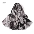 Black and white ink print long chiffon scarf, soft and breathable women's fashion wrap. - 260#
