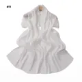 White pleated chiffon long scarf with subtle metallic shimmer, lightweight and elegant. - Style #11